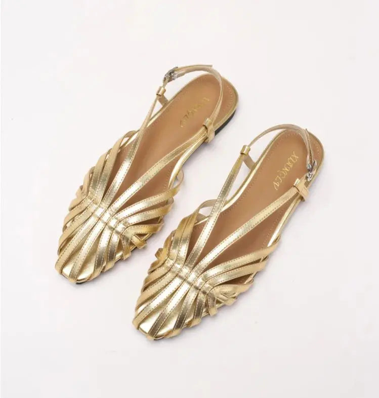 ZAROY Narrow Band Women Flat Sandals Large Size Designer Brand Banquet Wedding Shoes Summer Hollow Beach Gladiator Sandalias