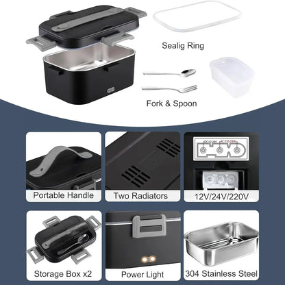 HOMEFISH 1.8L Electric Lunch Box 75W Speed Heating Car Or AC Heating Travel Office Home Use Gift Knife And Insulated Handbag