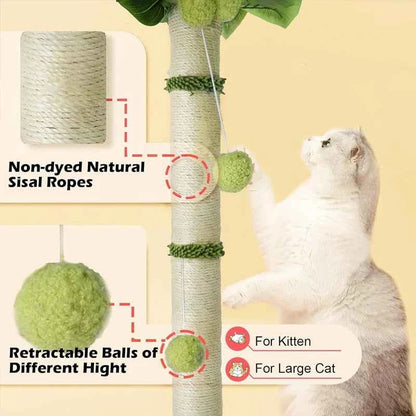 Cat Scratching Post Tree 65cm – Sisal Rope Scratch Tower with Hanging Toys