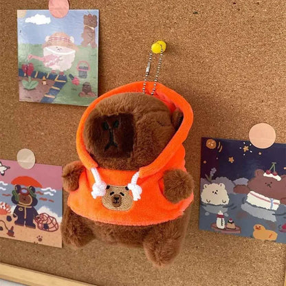 Cute 12cm Capybara Plush Toy: Hoodie, Wings & Keychain/Pendant Gift