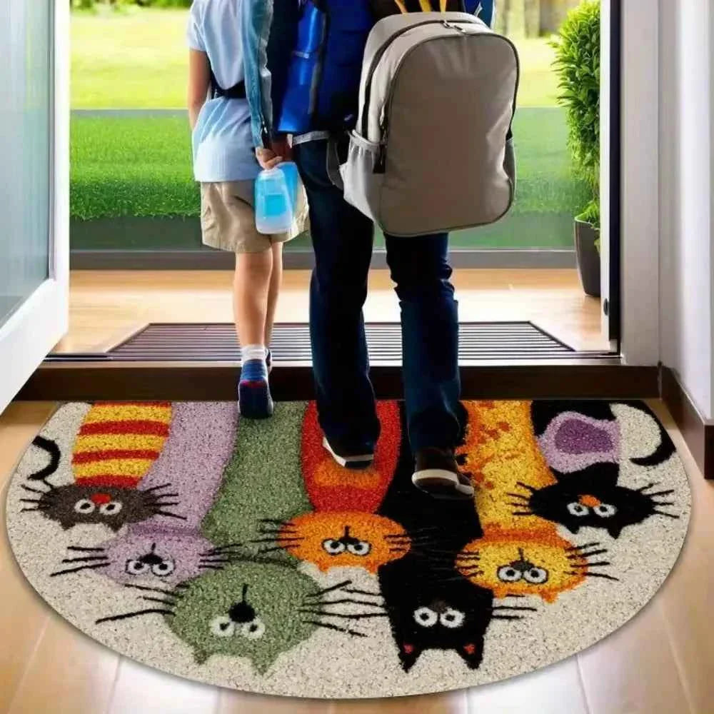 Cartoon Kitten Family Carpet Colorful Welcome Mat Doormat