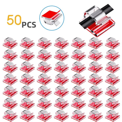 50Pcs Self-Adhesive Cable Clip Wire Protector Fixer Holder Desktop Tidy Management Wire Organizer For Mouse Headset Wire Storage