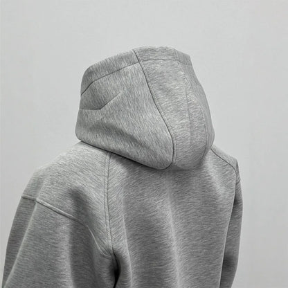 American Men's Short Retro Boxy Style Cardigan Sweatshirt Men's Hooded Jacket Autumn Winter Silhouette Men's Fashionable Hoodie