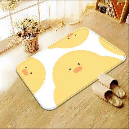 Cute Yellow Duck Face Doormat Non-Slip Absorbent Rug