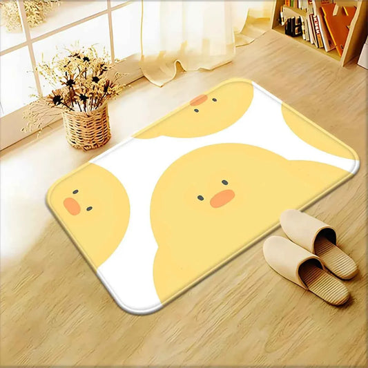 Cute Yellow Duck Face Doormat Non-Slip Absorbent Rug
