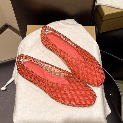 New V-mouth Crystal Jelly Shoes Fashionable, Versatile, Comfortable, Flat Bottom Single Shoes, Casual Sandals for Women