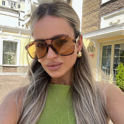 Protective Glasses Fashion Large Frame Square Women Sunglasses Colorful Lens Gradient Sun Glasses Outdoor Casual Eyewear UV400