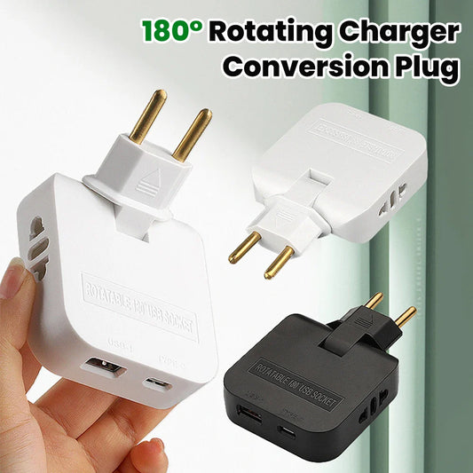 Prise d'extension de voyage UE rotative à 180° Convertisseur de puissance universel 3-en-1 Adaptateur de prise sans fil standard européen 250 V 2500 W