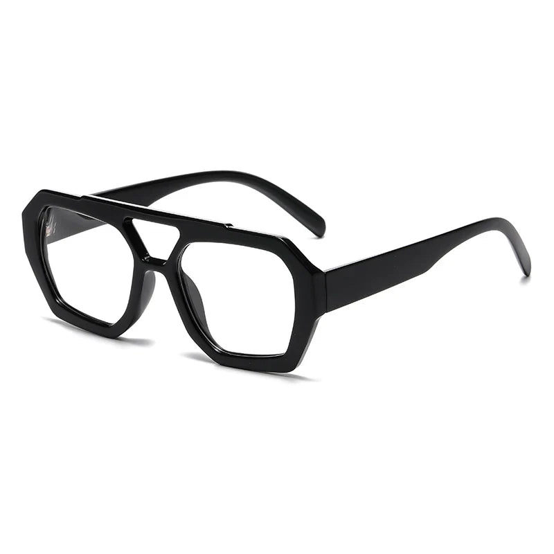 Hiking Women Fashion Polygonal Double Bridge Anti Light Glasses Luxury Minimalist Leopard Pattern Design Eyeglasses UV400
