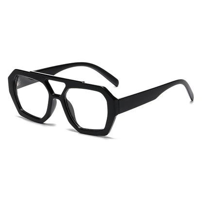 Hiking Women Fashion Polygonal Double Bridge Anti Light Glasses Luxury Minimalist Leopard Pattern Design Eyeglasses UV400