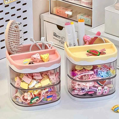 2 Layers Cute Children's Hair Accessories Storage Box