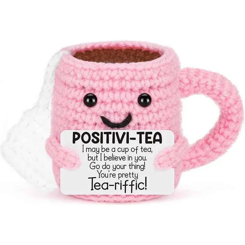 Funny Crochet Emotional Support Coffee Doll Card Desktop