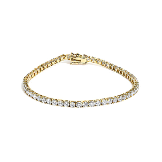 Bracelet tennis classique en or jaune 14 carats avec diamants de 5,00 carats