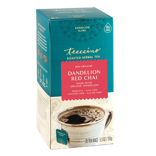 Té de hierbas tostadas de diente de león y chai rojo