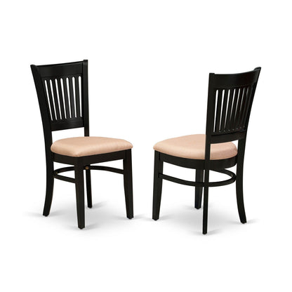 EAST WEST FURNITURE - AMVA3-BLK-C - 3-Pc Modern Dining Table Set- 2 Wood Dining Chair and Dining Room Table - Linen Fabric Seat and Slatted Chair Back (Black Finish)