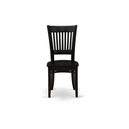 EAST WEST FURNITURE - ANVA5-BLK-W - 5-Pc Dining Room Table Set- 4 dining room chairs and Dining Room Table - Wooden Seat and Slatted Chair Back (Black Finish)