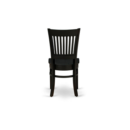 EAST WEST FURNITURE - ANVA5-BLK-W - 5-Pc Dining Room Table Set- 4 dining room chairs and Dining Room Table - Wooden Seat and Slatted Chair Back (Black Finish)