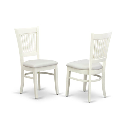 EAST WEST FURNITURE - AVVA5-LWH-C - 5-Pc Dinette Room Set- 4 Mid Century Dining Chairs with Linen Fabric Seat and Slatted Chair Back - Removable leaf Wood Dining Table - linen white Finish