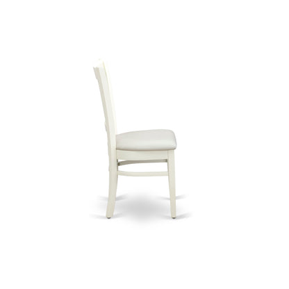 EAST WEST FURNITURE - AVVA7-LWH-C - 7-Piece Dining Table Set- 6 Dining Chairs with Linen Fabric Seat and Slatted Chair Back - Removable leaf Modern Oval Dining Table - linen white Finish