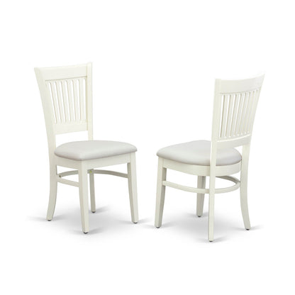 EAST WEST FURNITURE - ANVA3-LWH-C - 3-Pc Dining Room Table Set- 2 Wooden Chairs and Round Dining Table - Linen Fabric Seat and Slatted Chair Back (linen white Finish)