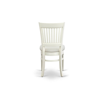 EAST WEST FURNITURE - ANVA5-LWH-C - 5-Piece Dining Table Set- 4 dining room chairs and Wooden Dining Table - Linen Fabric Seat and Slatted Chair Back (linen white Finish)