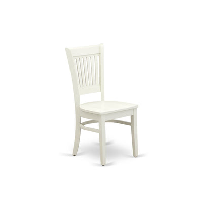 EAST WEST FURNITURE - ANVA5-LWH-W - 5-Piece Kitchen Dining Set- 4 Wooden Chairs and Dining Room Table - Wooden Seat and Slatted Chair Back (linen white Finish)