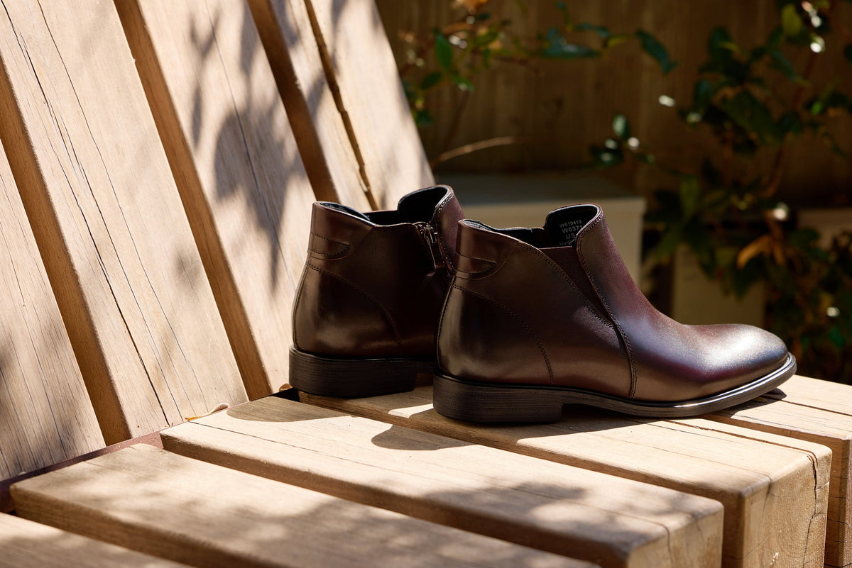 TOTO - W0371 - 2.6 Inches Taller (Rich Espresso Brown) - Soft Supple Genuine Leather Mid-Top Ankle Zipper Boot