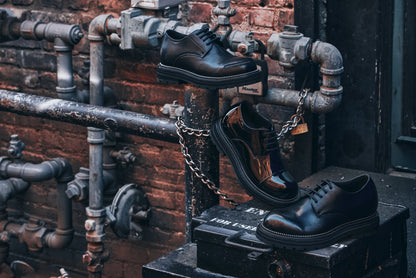 TOTO - W0983 - 3.3 Inches Taller (Black Patent Leather) - Low Top Chunky Sole Cap-Toe Casual Derbies