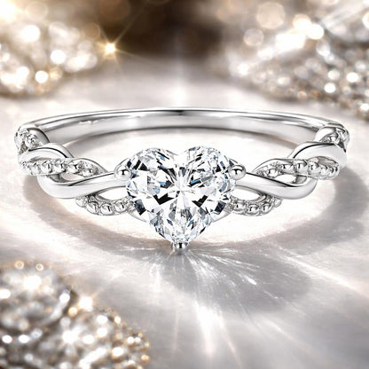 925 Sterling Silver Love Ring with CZ, Size 6.0