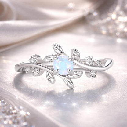 925 Sterling Silver Opal & CZ Ring 0.2cm Size 6.0 for Women
