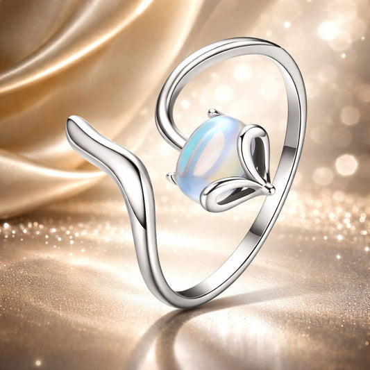 925 Sterling Silver 0.8 Carat Genuine Moonstone Ring for Women