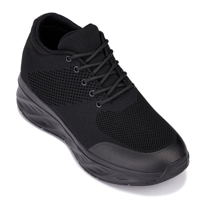 CALTO - X2690 - 2.8 Inches Taller (Black/Black Sole) - Lightweight Sporty Sneakers