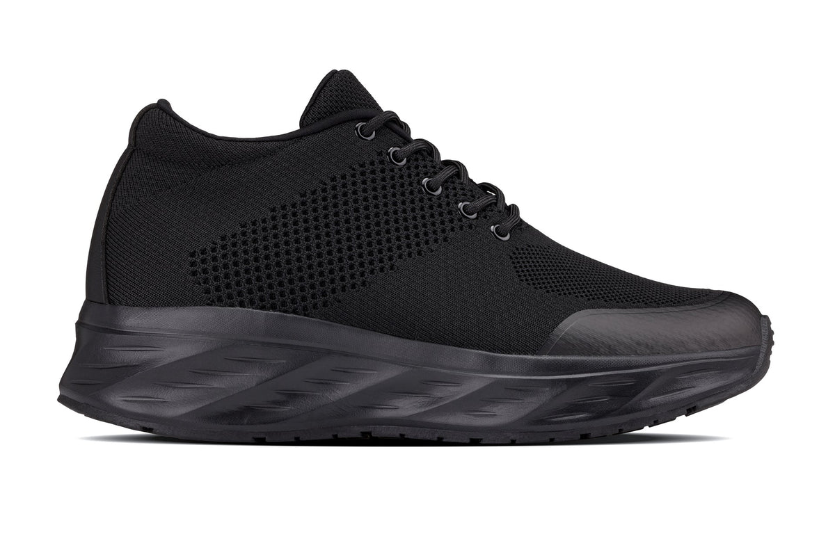 CALTO - X2690 - 2.8 Inches Taller (Black/Black Sole) - Lightweight Sporty Sneakers