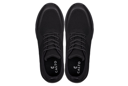 CALTO - X2690 - 2.8 Inches Taller (Black/Black Sole) - Lightweight Sporty Sneakers