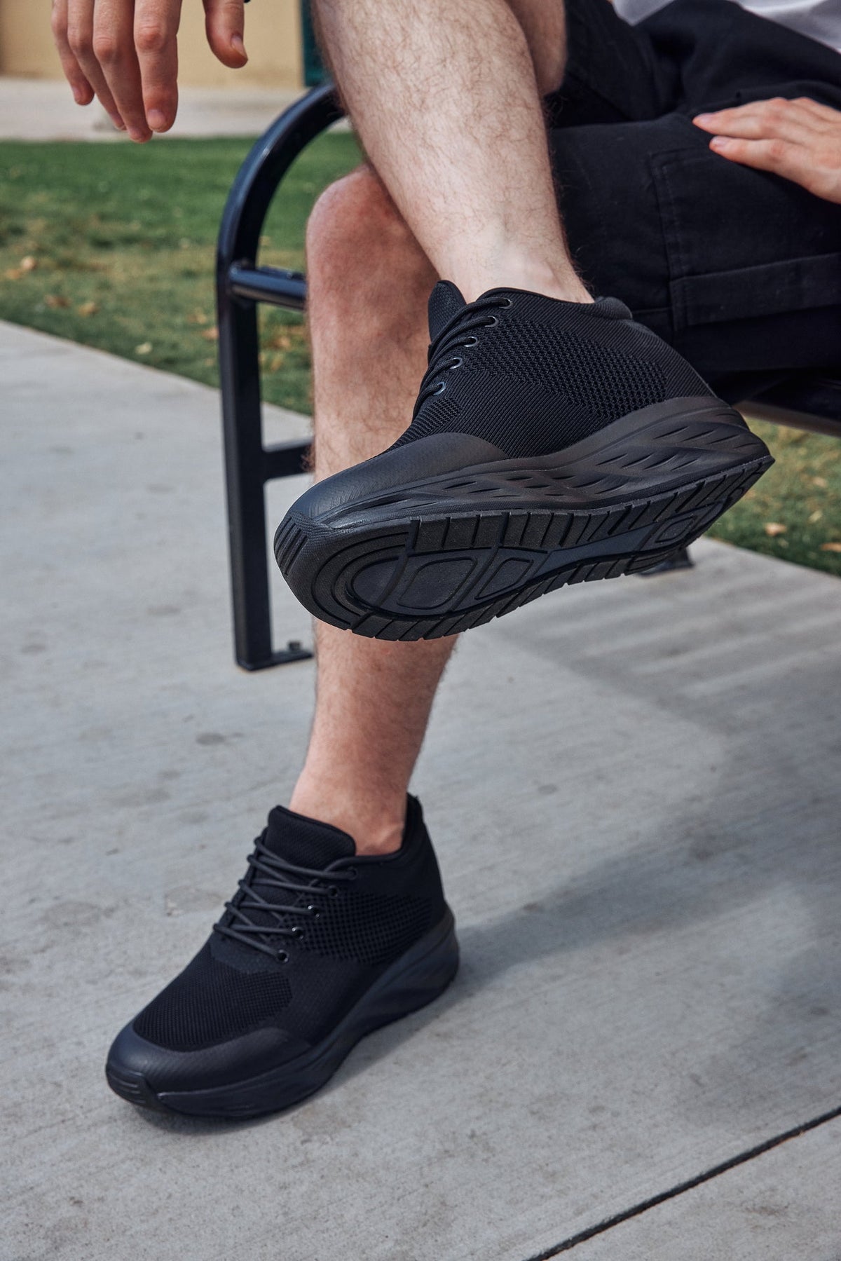 CALTO - X2690 - 2.8 Inches Taller (Black/Black Sole) - Lightweight Sporty Sneakers