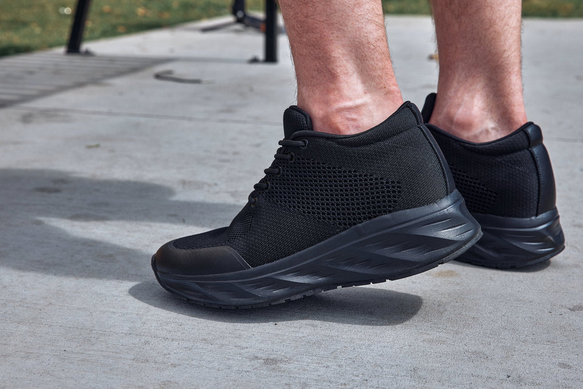CALTO - X2690 - 2.8 Inches Taller (Black/Black Sole) - Lightweight Sporty Sneakers