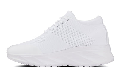 CALTO - X2691 - 2.8 Inches Taller (White/White Sole) - Lightweight Sporty Sneakers