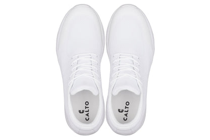 CALTO - X2691 - 2.8 Inches Taller (White/White Sole) - Lightweight Sporty Sneakers