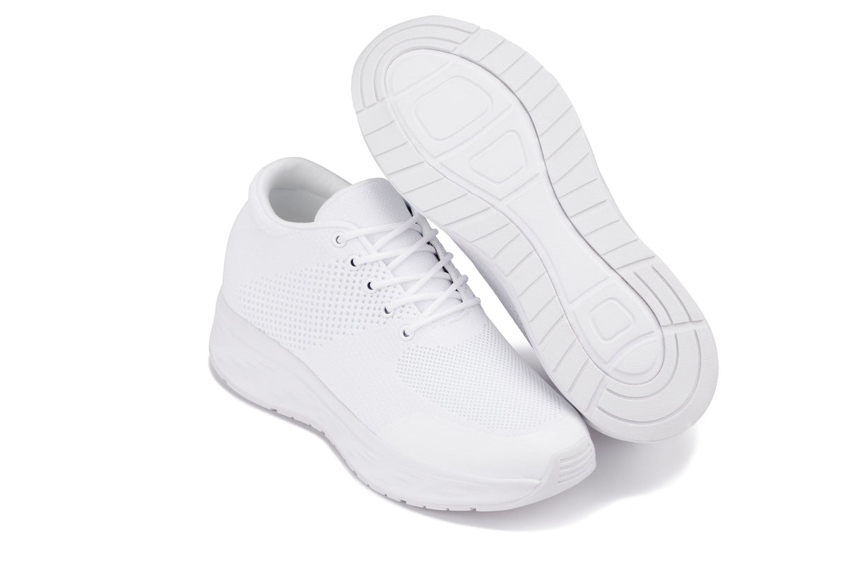 CALTO - X2691 - 2.8 Inches Taller (White/White Sole) - Lightweight Sporty Sneakers