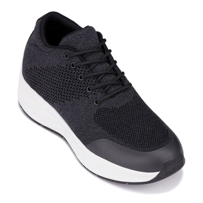 CALTO - X2692 - 2.8 Inches Taller (Charcoal/White Sole) - Lightweight Sporty Sneakers