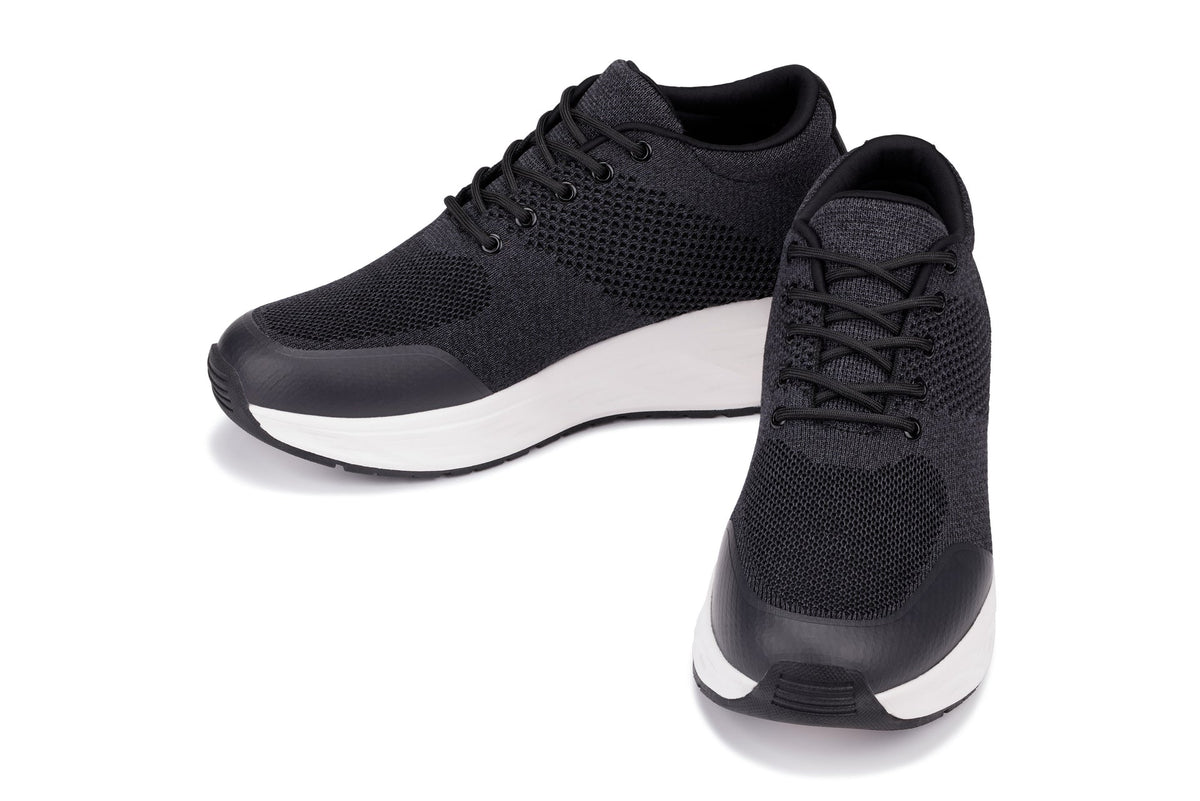 CALTO - X2692 - 2.8 Inches Taller (Charcoal/White Sole) - Lightweight Sporty Sneakers
