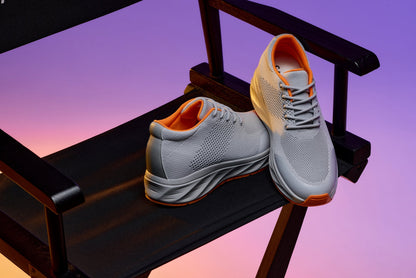 CALTO - X2694 - 2.8 Inches Taller (Light Grey/Orange) - Lightweight Sporty Sneakers