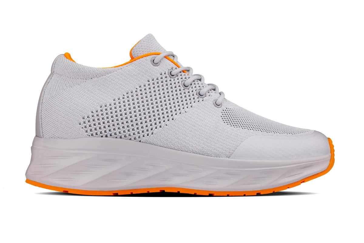 CALTO - X2694 - 2.8 Inches Taller (Light Grey/Orange) - Lightweight Sporty Sneakers