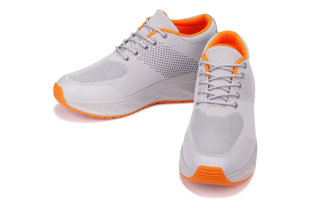 CALTO - X2694 - 2.8 Inches Taller (Light Grey/Orange) - Lightweight Sporty Sneakers