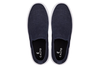CALTO - X2781 - 2.8 Inches Taller (Navy/Grey Sole) - Lightweight Sneaker Loafers
