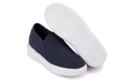CALTO - X2781 - 2.8 Inches Taller (Navy/Grey Sole) - Lightweight Sneaker Loafers