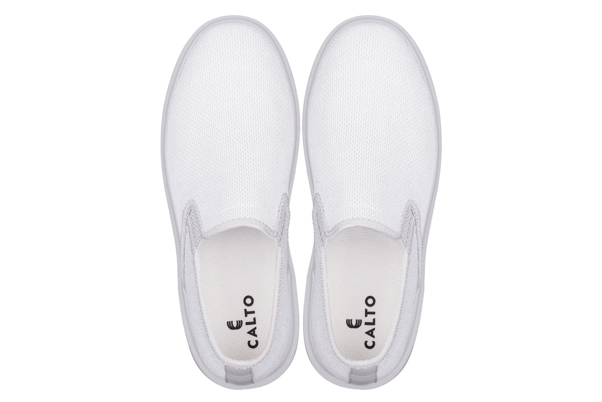 CALTO - X2782 - 2.8 Inches Taller (Super Light Grey/Grey Sole) - Lightweight Sneaker Loafers