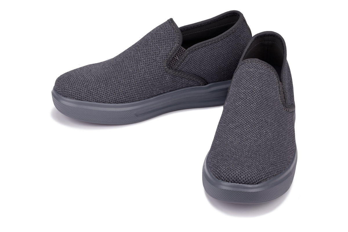 CALTO - X2783 - 2.8 Inches Taller (Charcoal/Grey Sole) - Lightweight Sneaker Loafers
