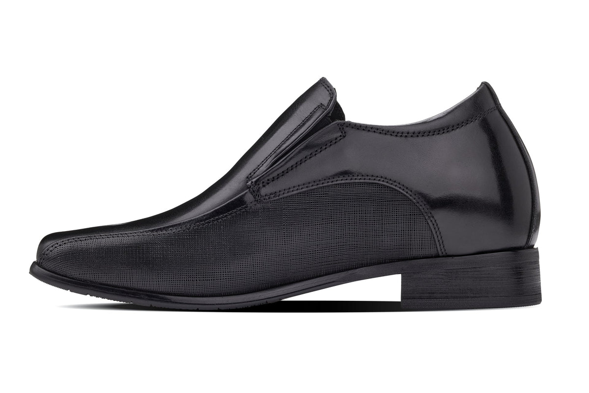 CALTO - Y3023 - 3 Inches Taller (Black) - Slip-On Leather Dress Shoes