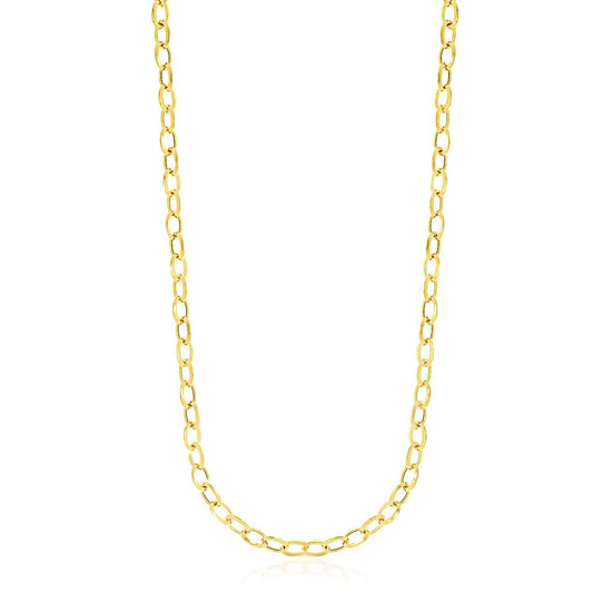 Collier poli en or jaune 14 carats de style chaîne forçat